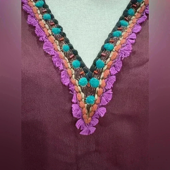 Unique Beautiful Multi color Burgundy top. Never worn. - Picture 3 of 5